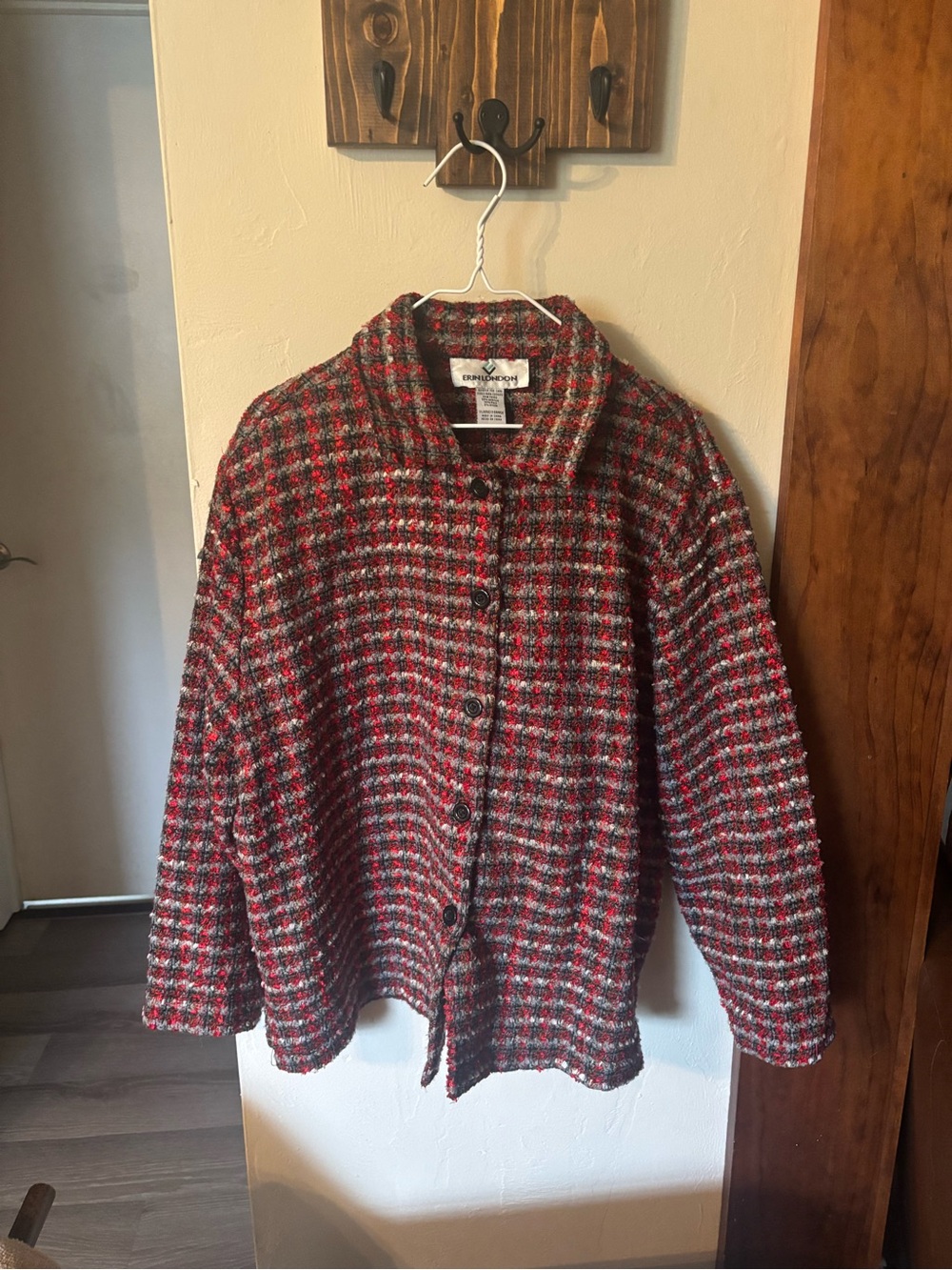 Pendleton Red and Gray Wool Button Front Coat